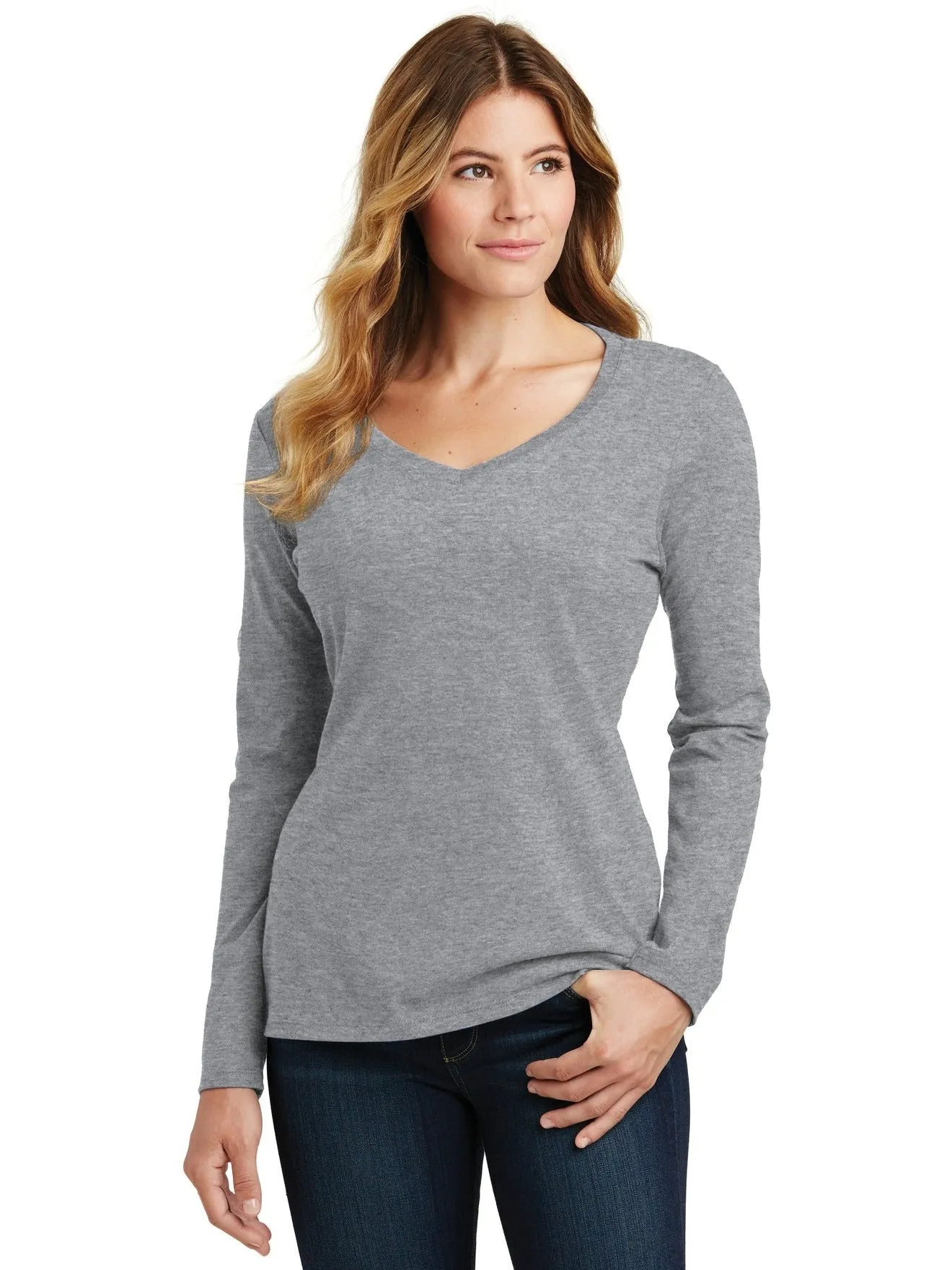 Port & Company Ladies Long Sleeve Fan Favorite V-Neck Tee