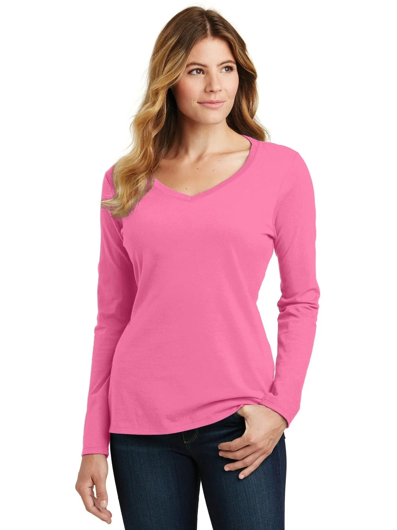 Port & Company Ladies Long Sleeve Fan Favorite V-Neck Tee