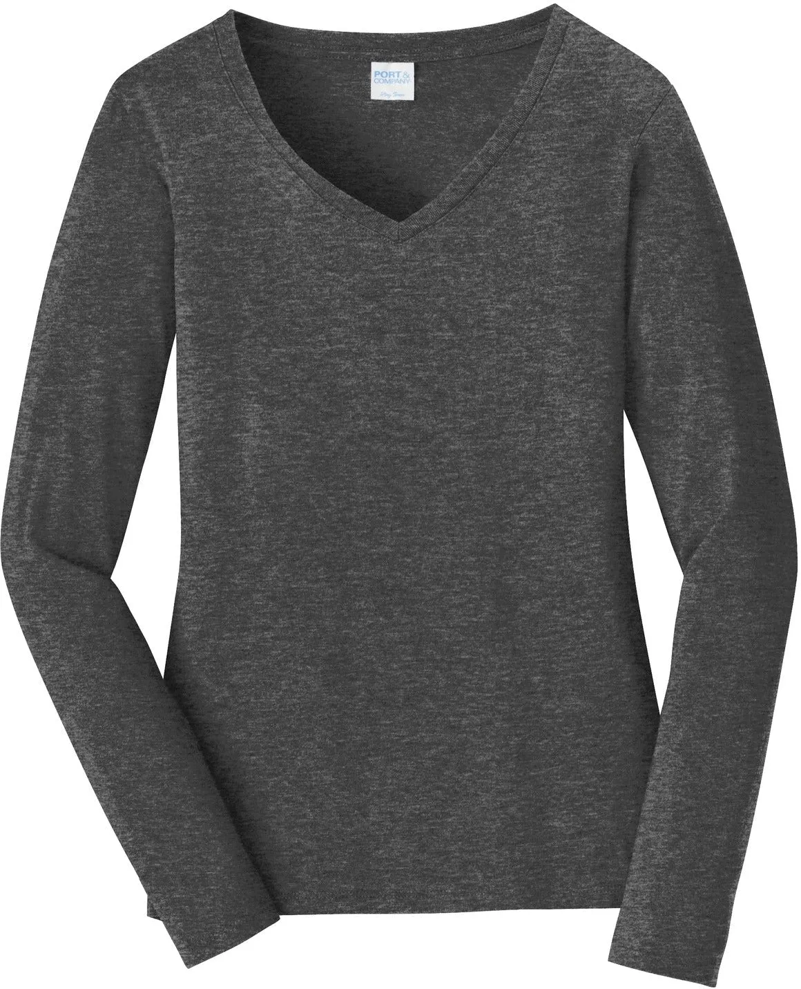 Port & Company Ladies Long Sleeve Fan Favorite V-Neck Tee