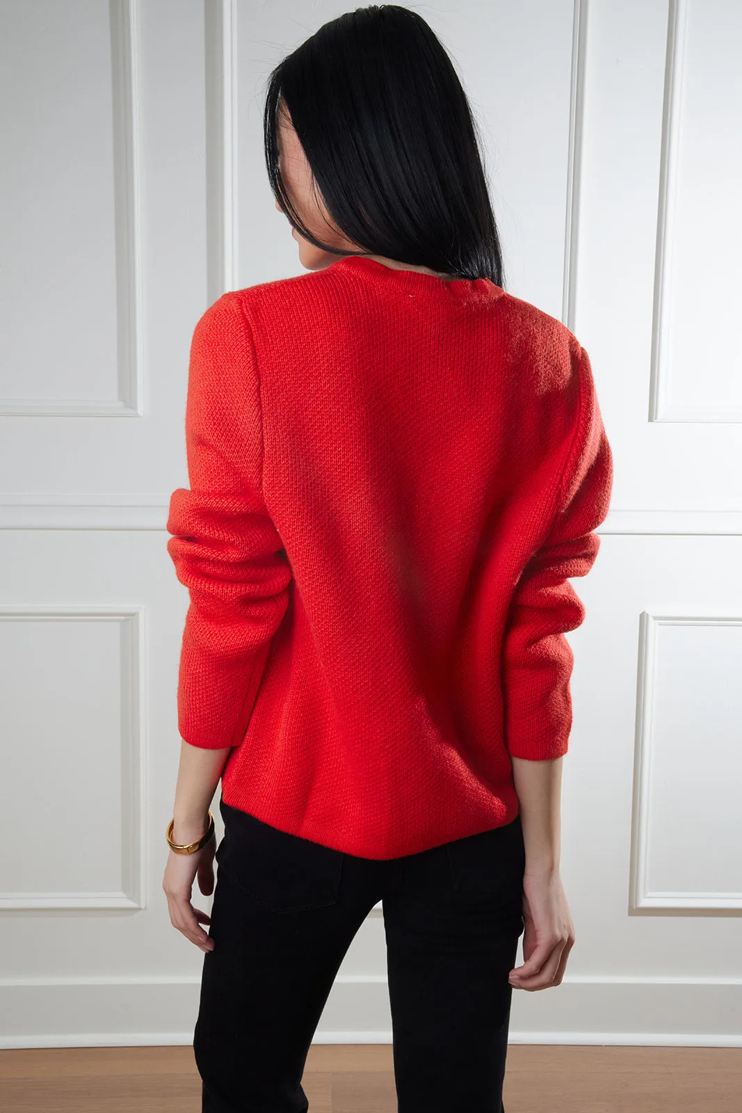 Rachel Button Up Knit Cardigan in Red