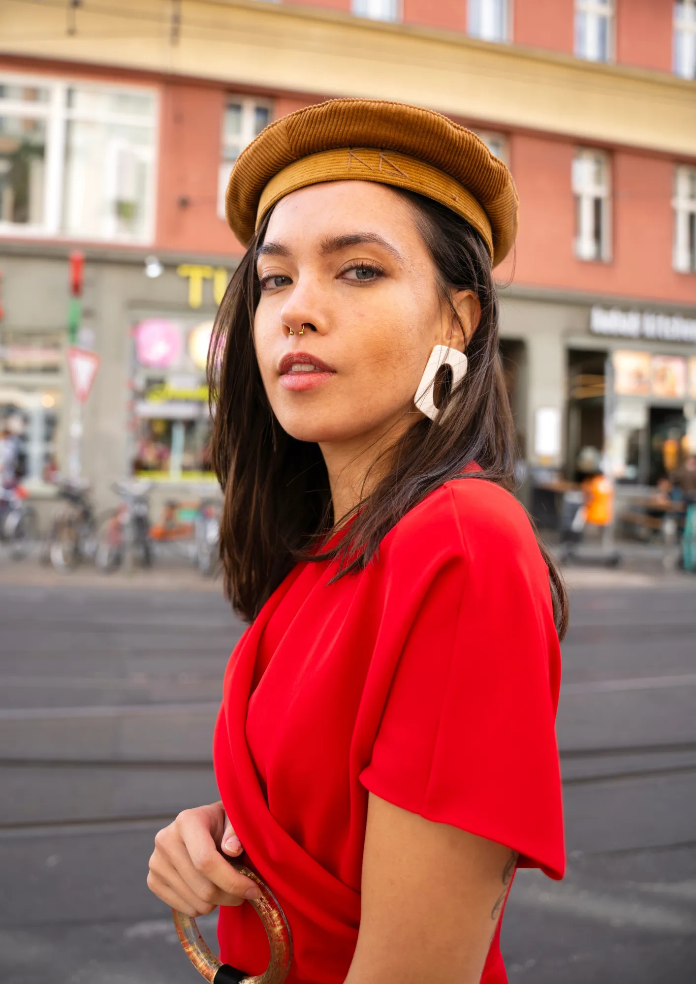 RED WRAP MINI DRESS