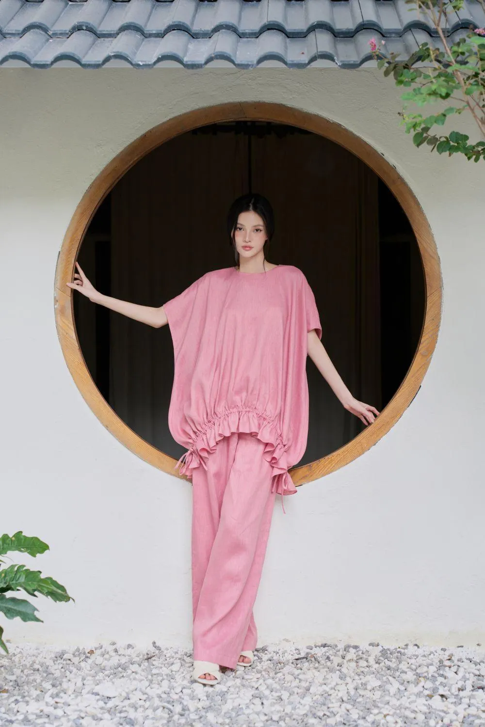 Rina Straight Wide Leg Linen Floor Length Pants