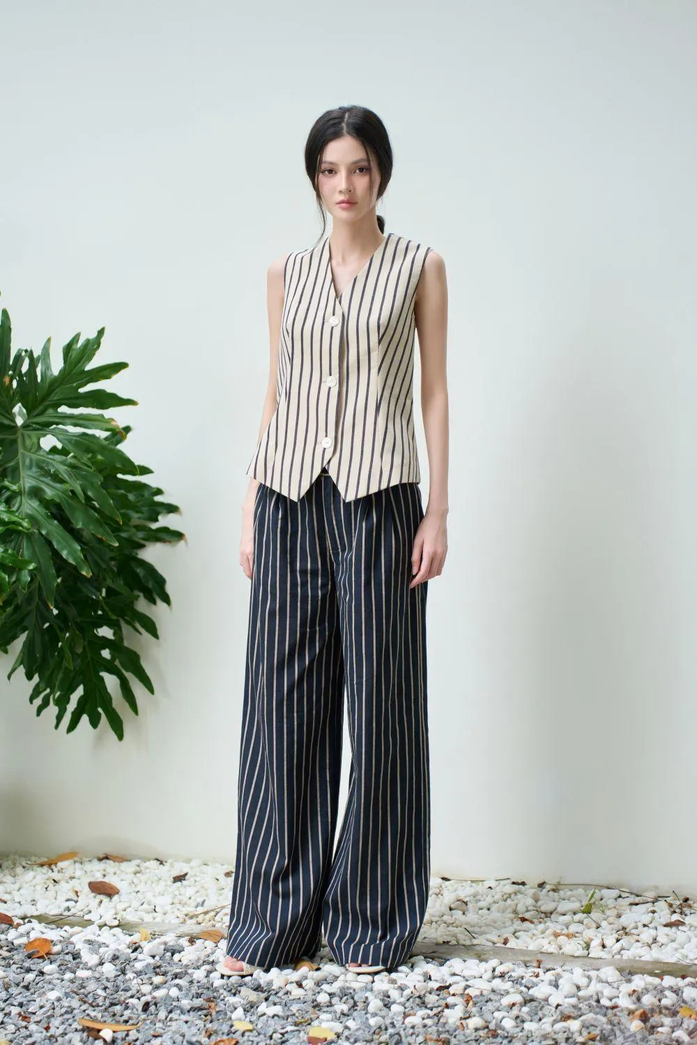 Rina Straight Wide Leg Linen Floor Length Pants