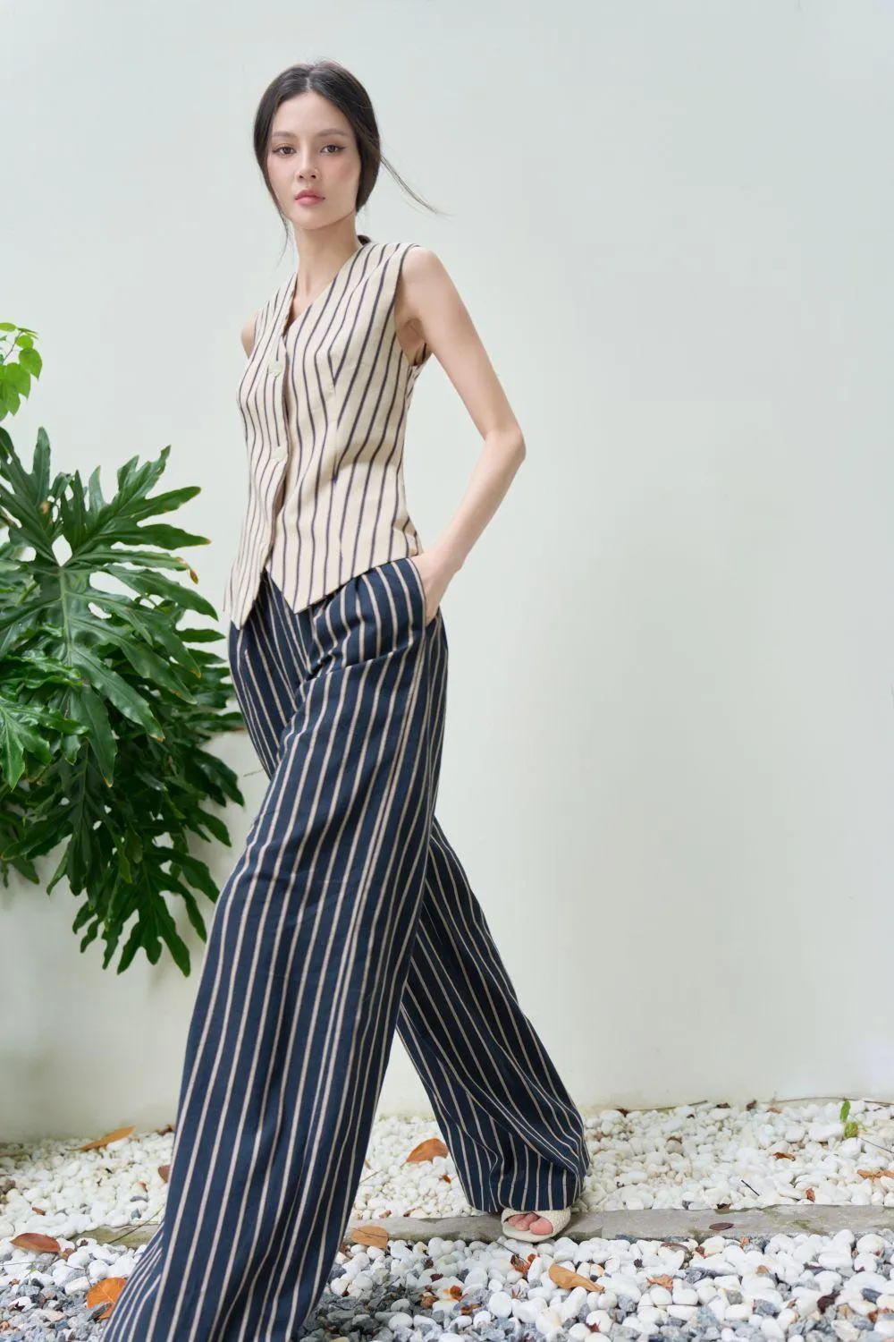 Rina Straight Wide Leg Linen Floor Length Pants