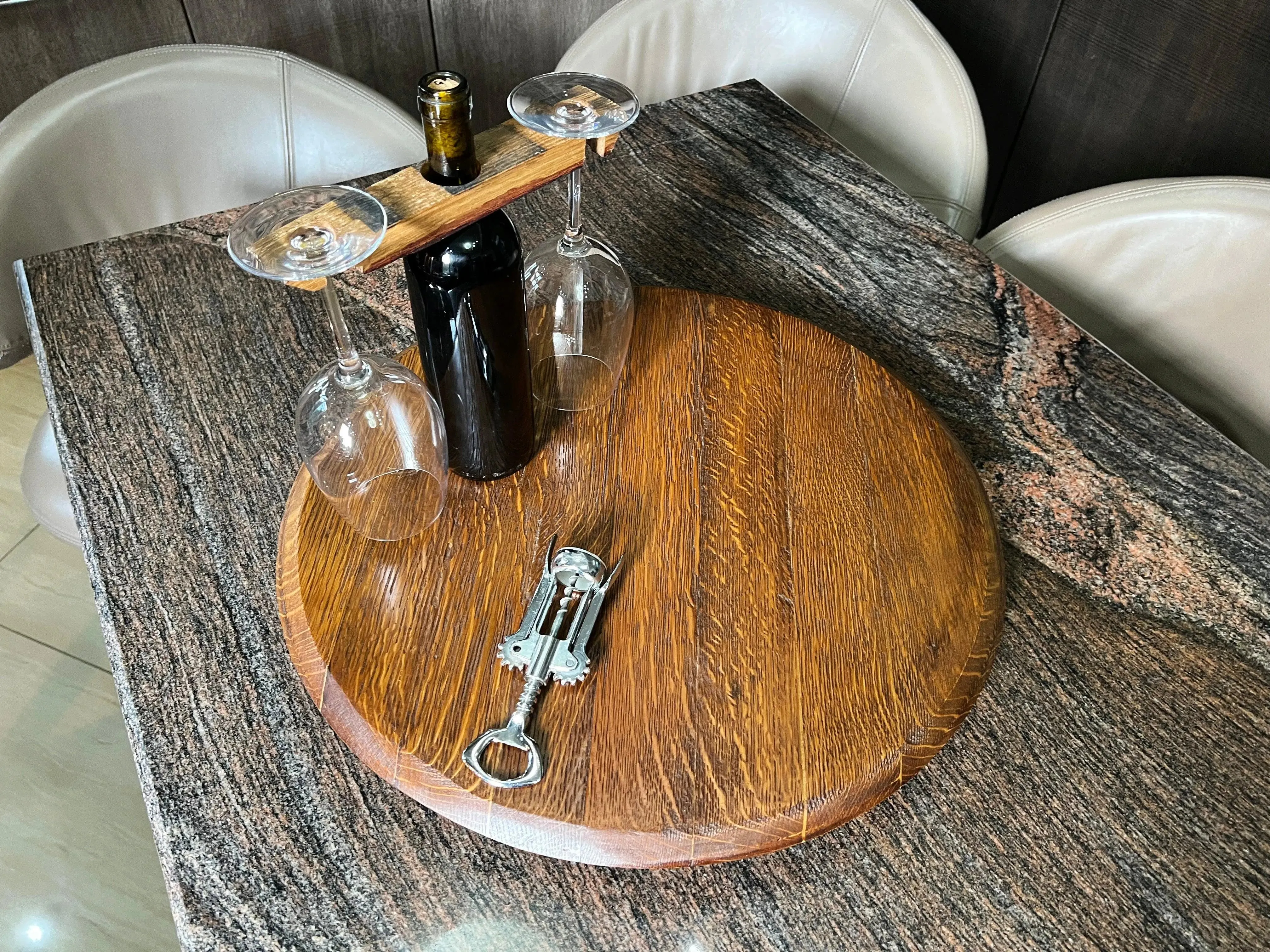 Rotating Wine Barrel Lazy Susan