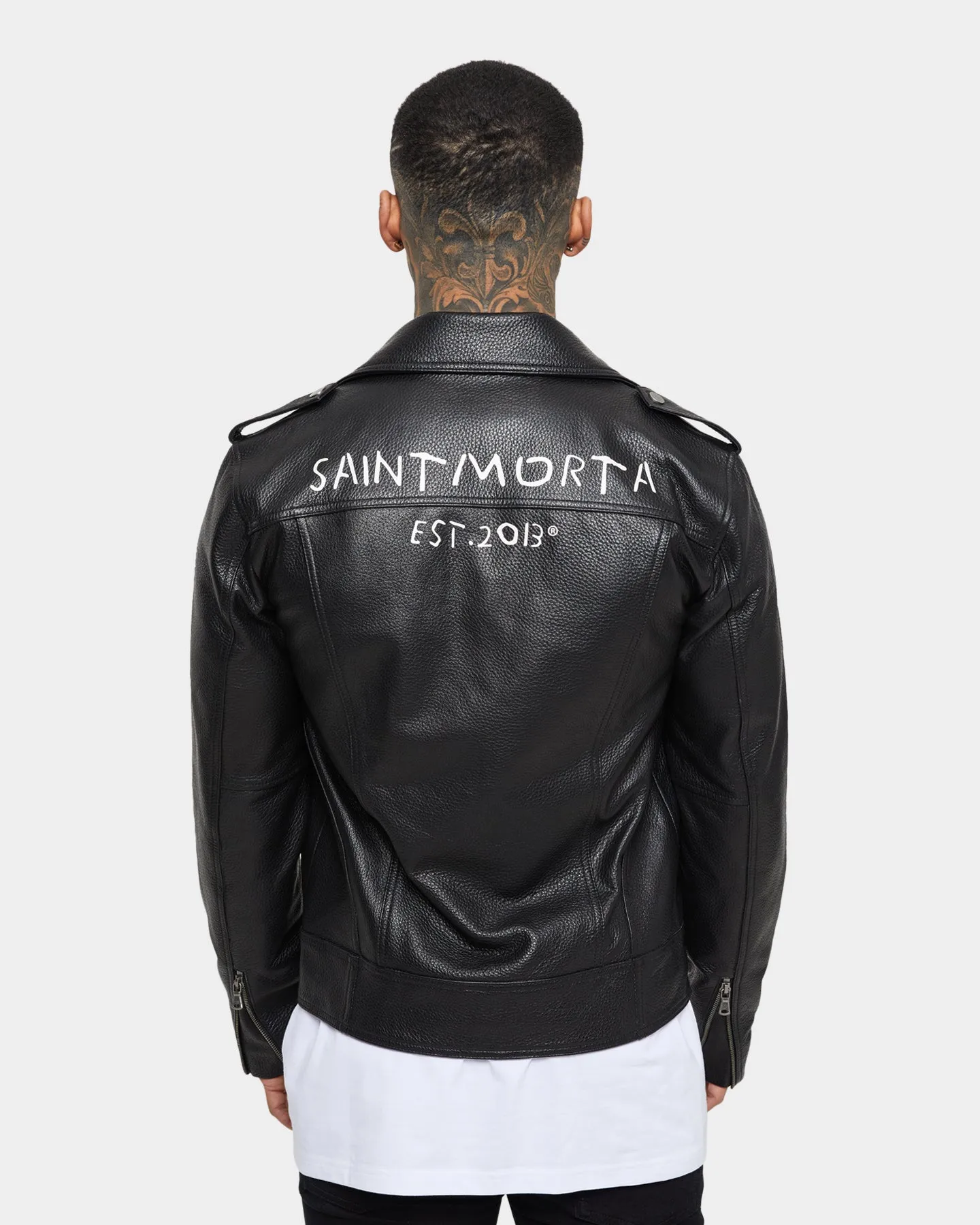 Saint Morta Collector Leather Biker Jacket Black