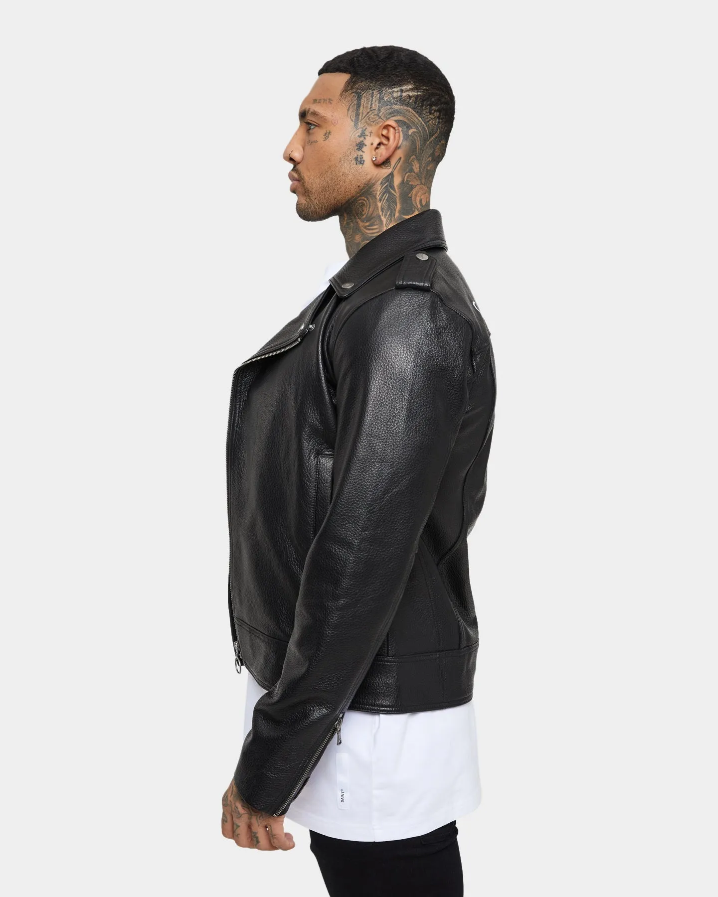 Saint Morta Collector Leather Biker Jacket Black