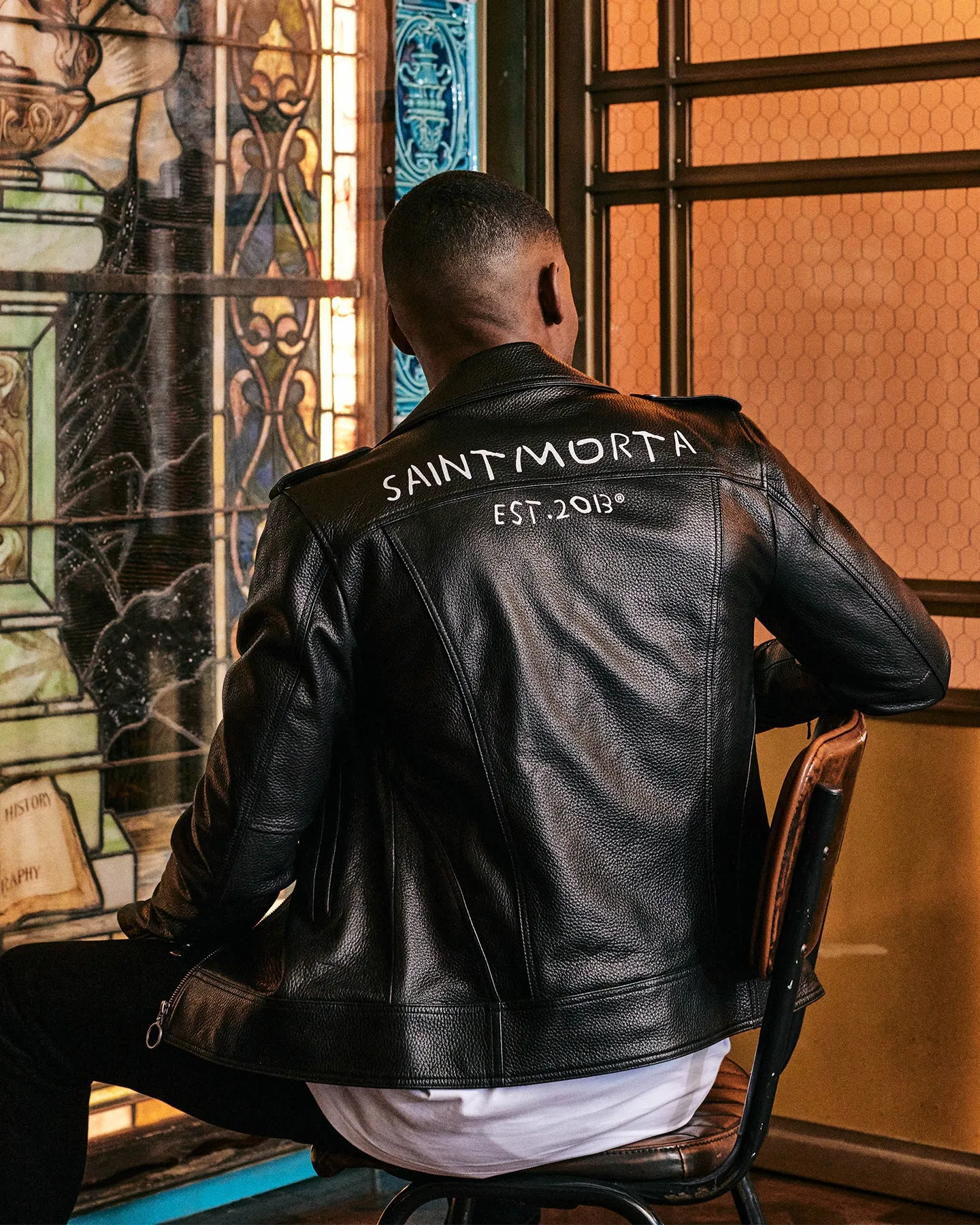 Saint Morta Collector Leather Biker Jacket Black