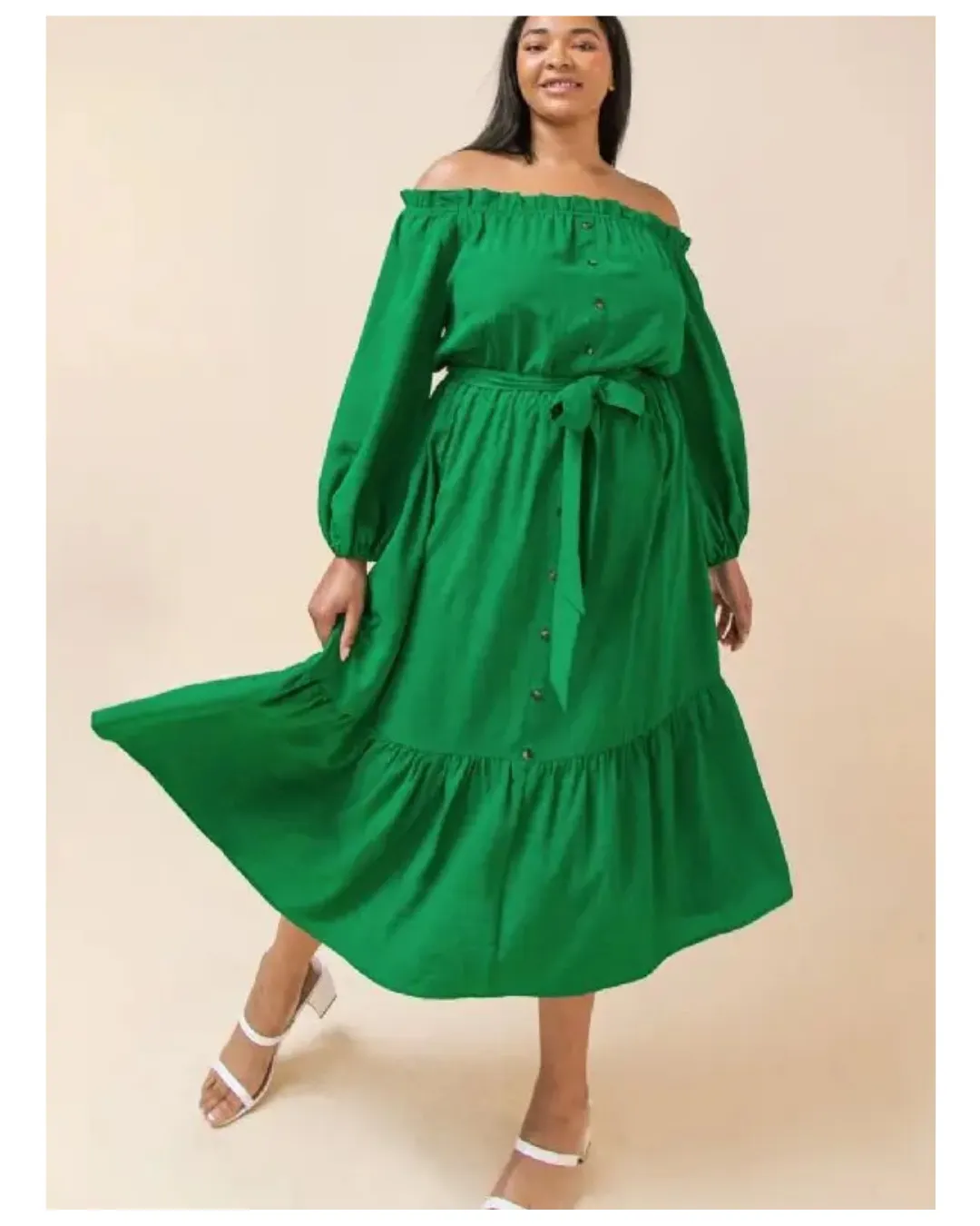 Sarah - Plus Size Solid Midi Dress