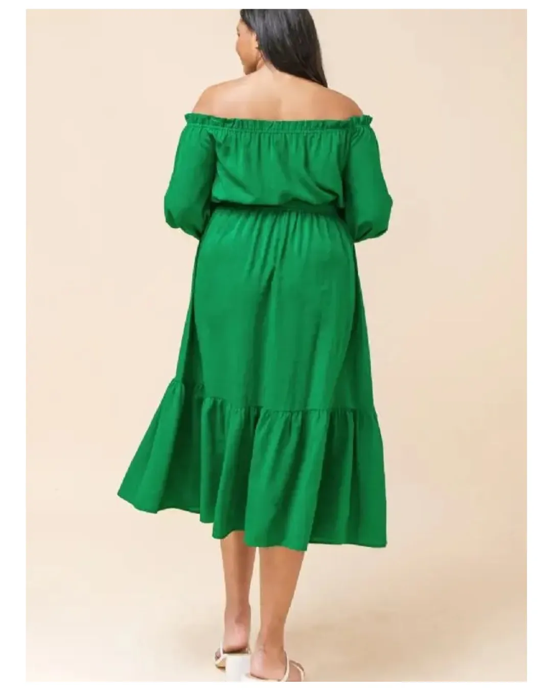 Sarah - Plus Size Solid Midi Dress