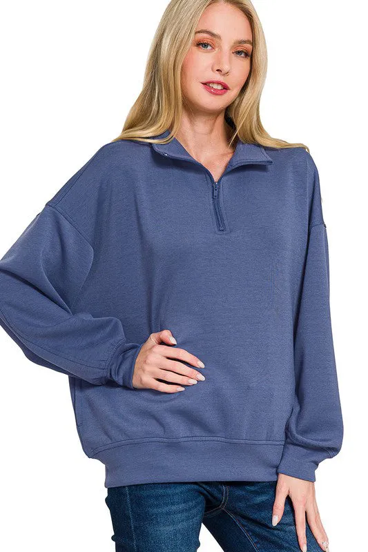 Scuba Quarter Zip Pocket Pullovers - 3 Colors!