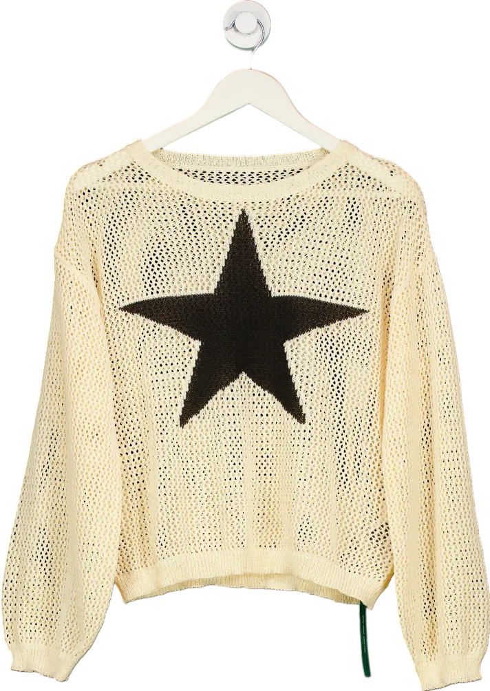 Shein Cream Star Knit Jumper UK S