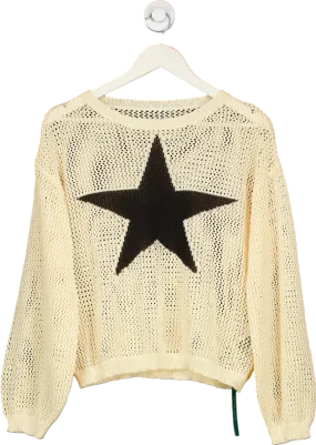 Shein Cream Star Knit Jumper UK S