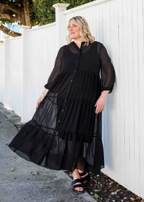 Sibby Panel Maxi Dress in Black