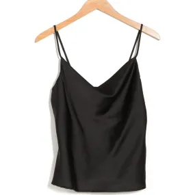 Silky Satin Solid Camisole - Black