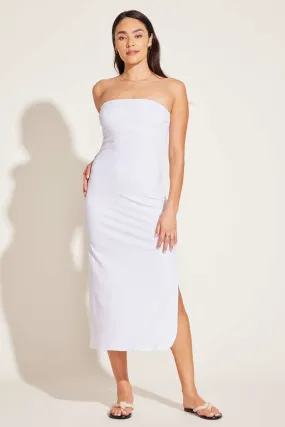 Strapless West Dress - White Organic Rib