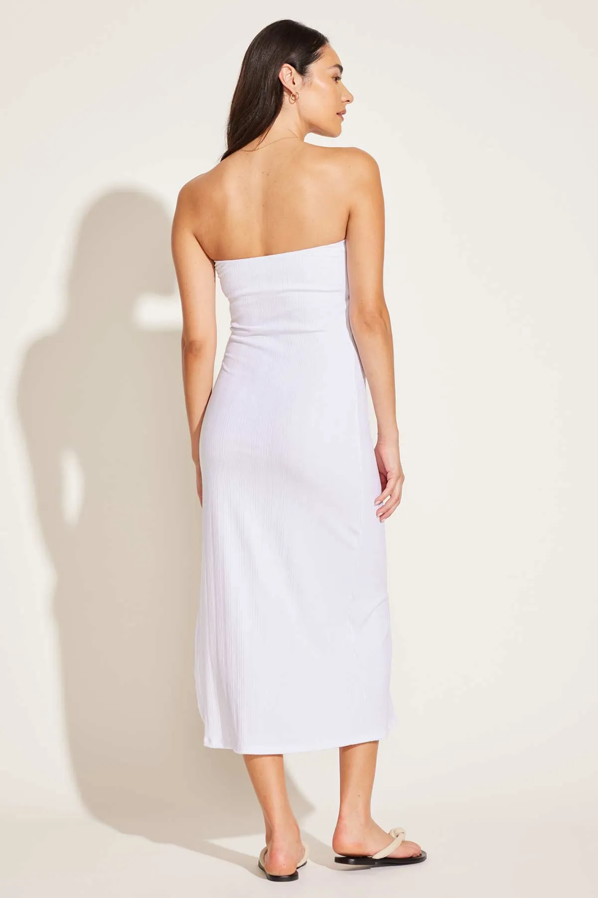 Strapless West Dress - White Organic Rib