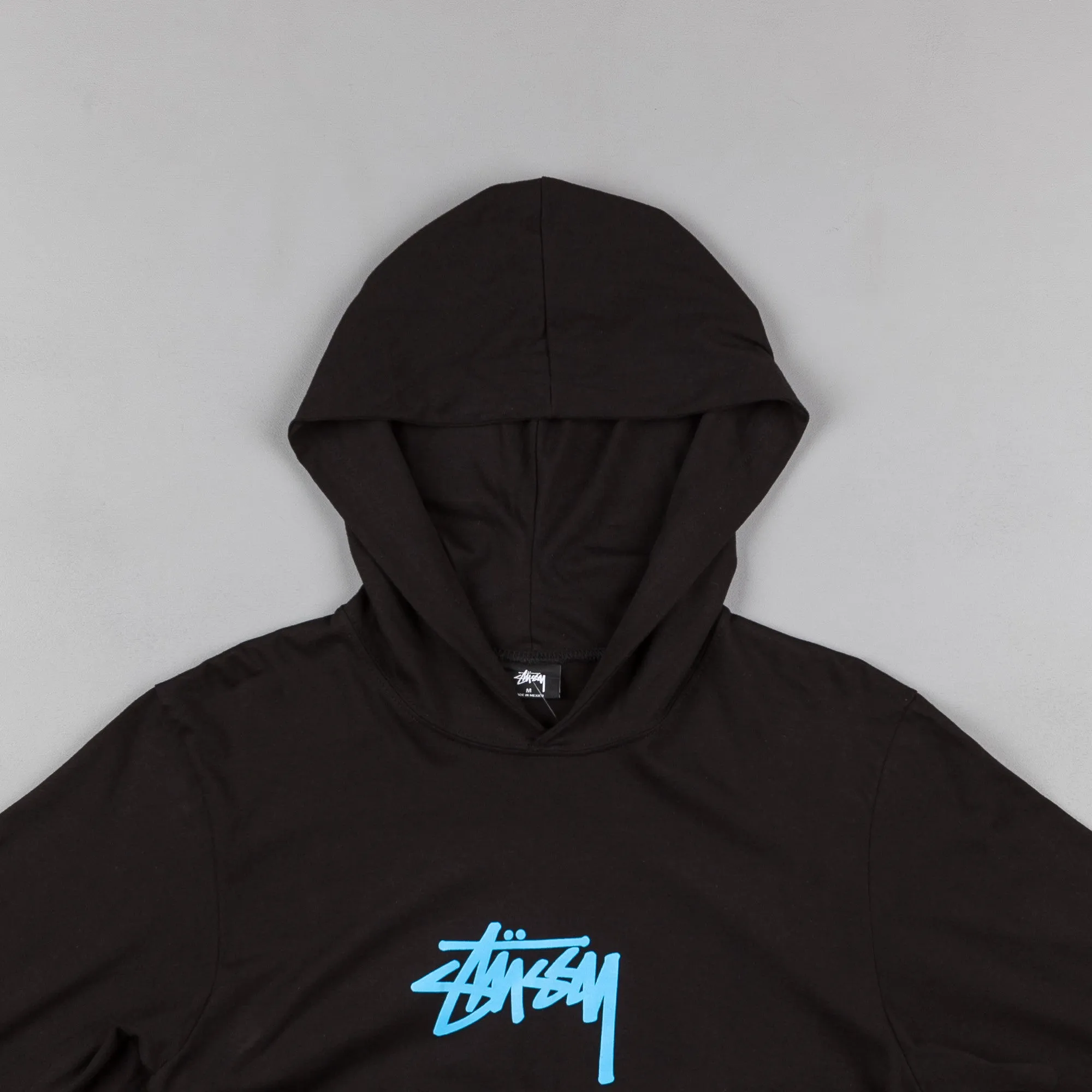 Stussy Marker Stock Hooded Long Sleeve T-Shirt - Black