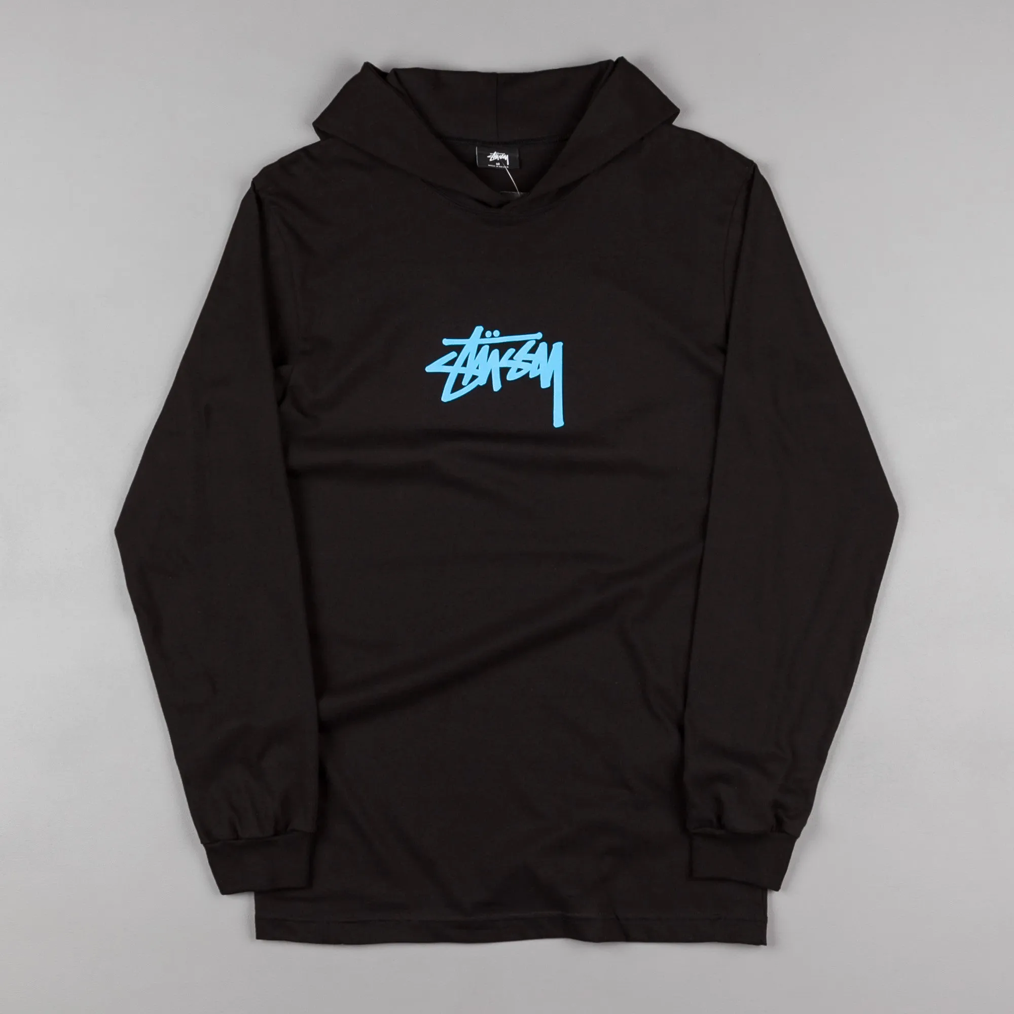 Stussy Marker Stock Hooded Long Sleeve T-Shirt - Black