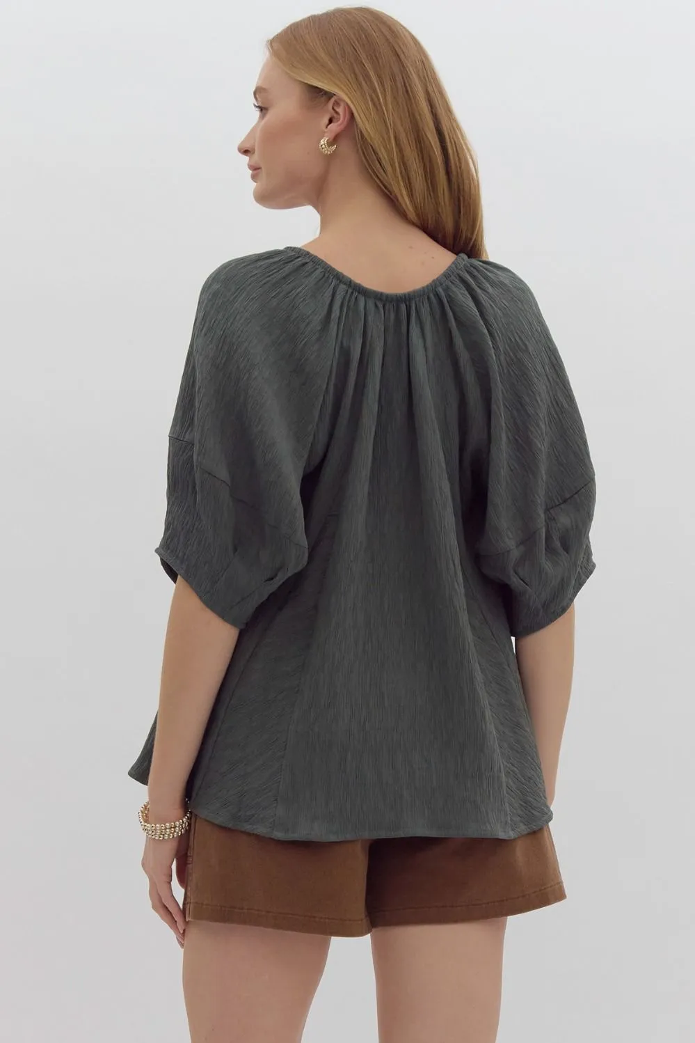 Textured Short Sleeve Top