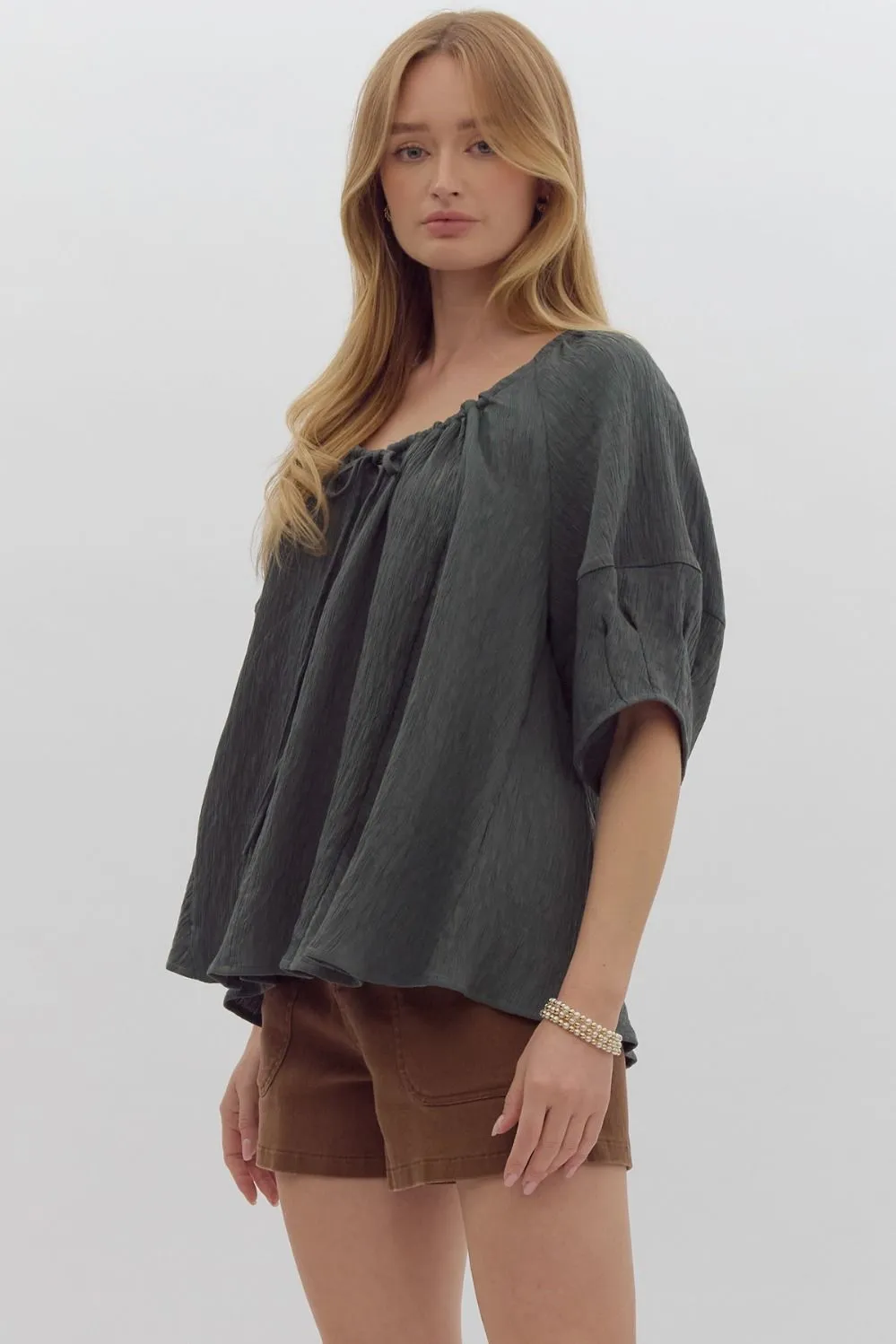 Textured Short Sleeve Top