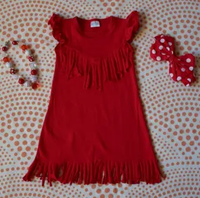 The Emma Fringe Dress - Red