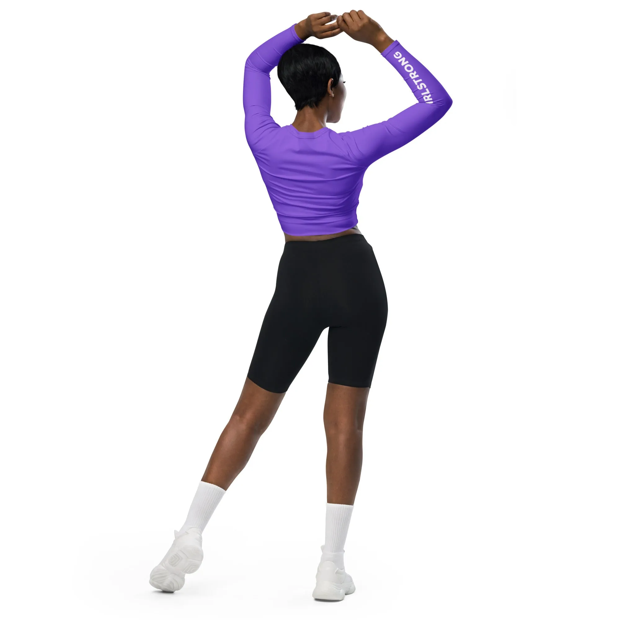 THE ESSENTIAL, SOFT AND STRETCHY, LONG SLEEVE FITTED CROP TOP BRIGHT PURPLE