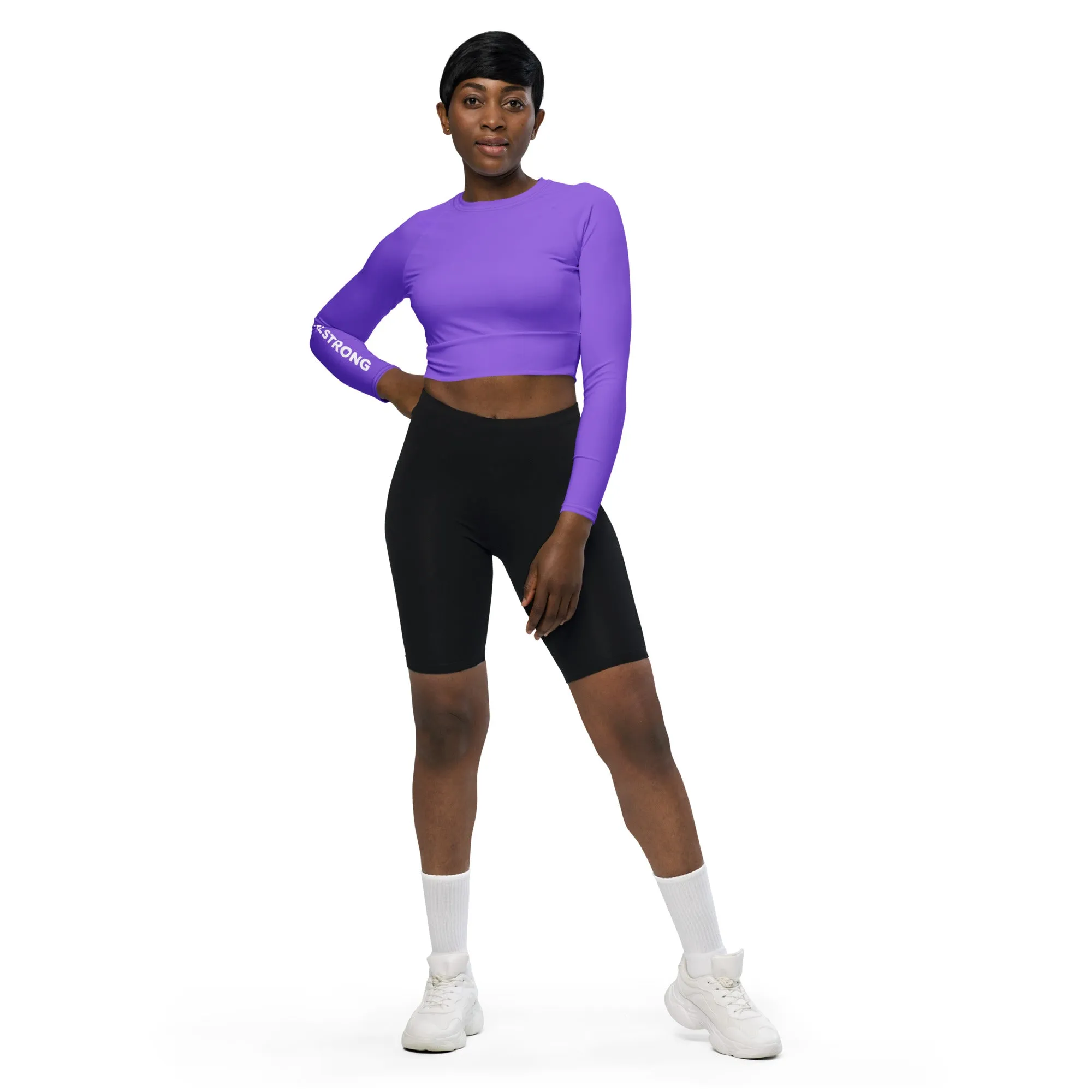 THE ESSENTIAL, SOFT AND STRETCHY, LONG SLEEVE FITTED CROP TOP BRIGHT PURPLE