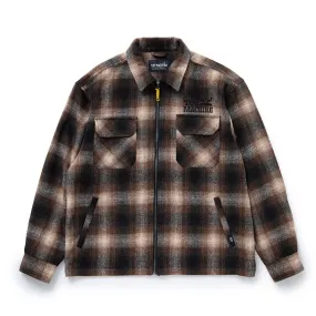 TOY MACHINE JAPAN SECT EYE PATCH PLAID CHECK ZIP JACKET BROWN