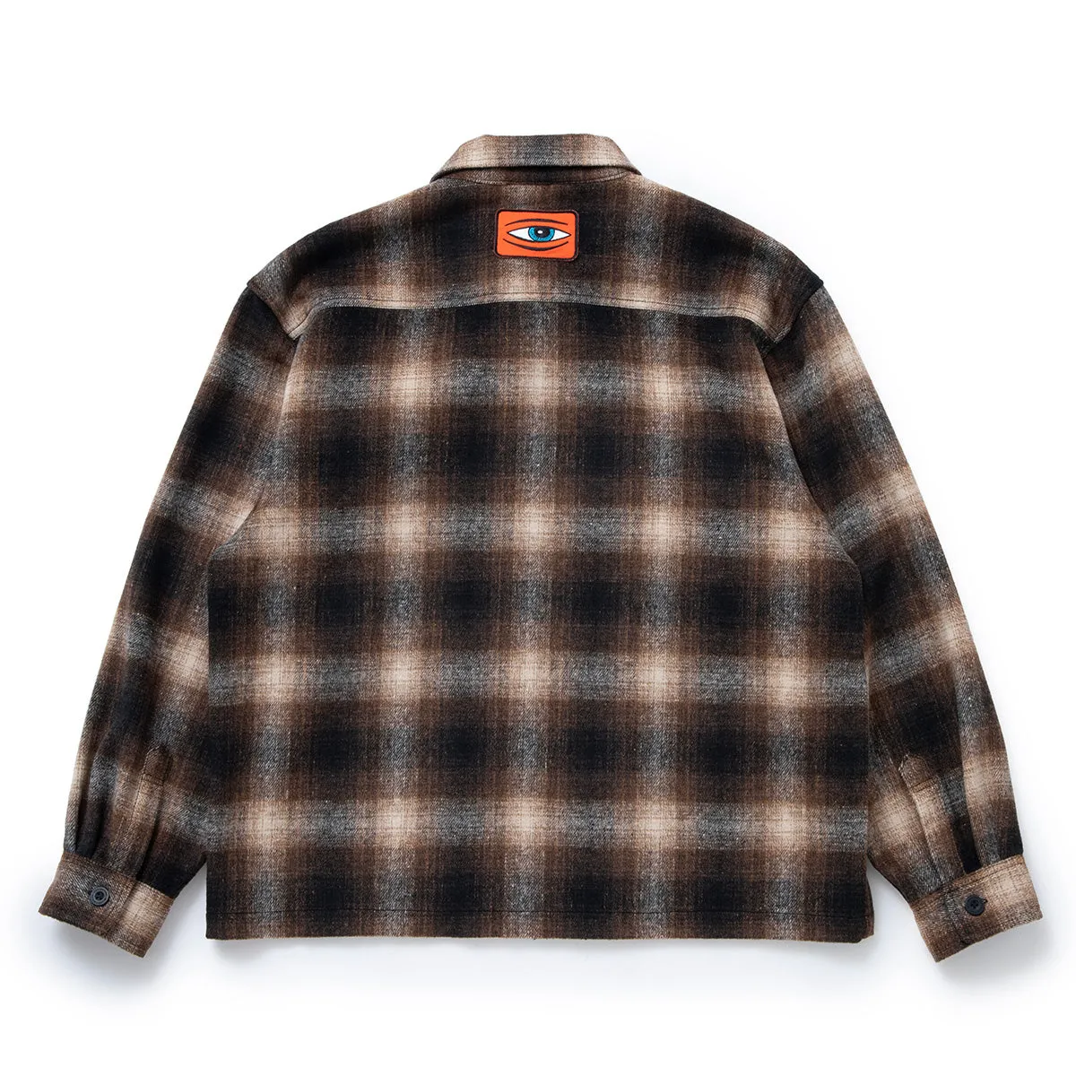 TOY MACHINE JAPAN SECT EYE PATCH PLAID CHECK ZIP JACKET BROWN