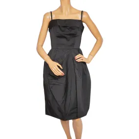 Vintage 1960s Black Silk Cocktail Party Dress Cherida by Irving Nadler Small