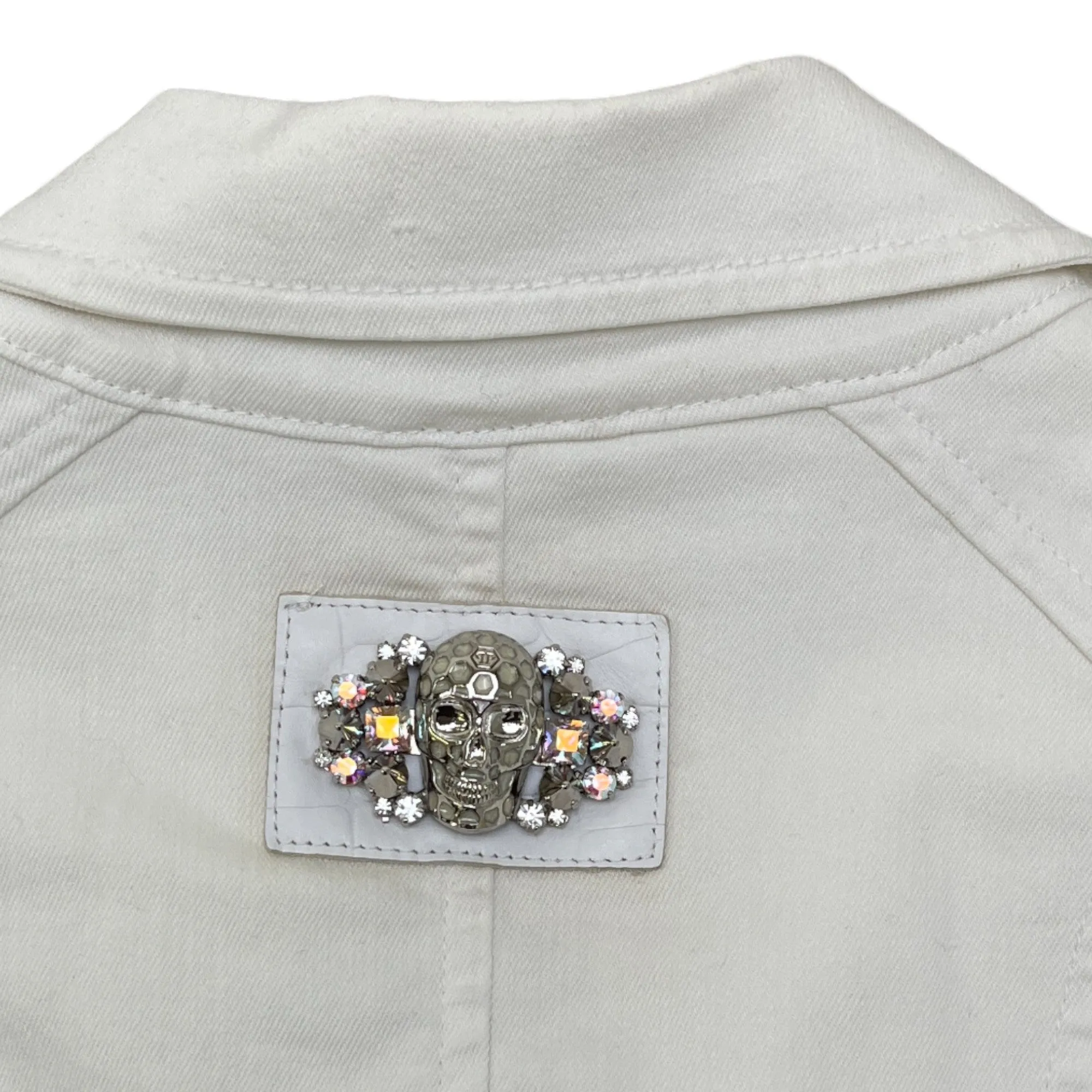 Women's Embellished Skull Jacket White Size S