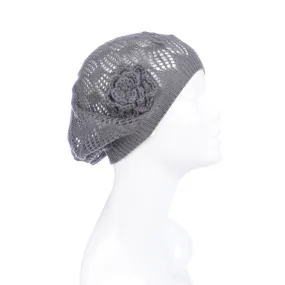 Womens Mini Square Flower Beanie