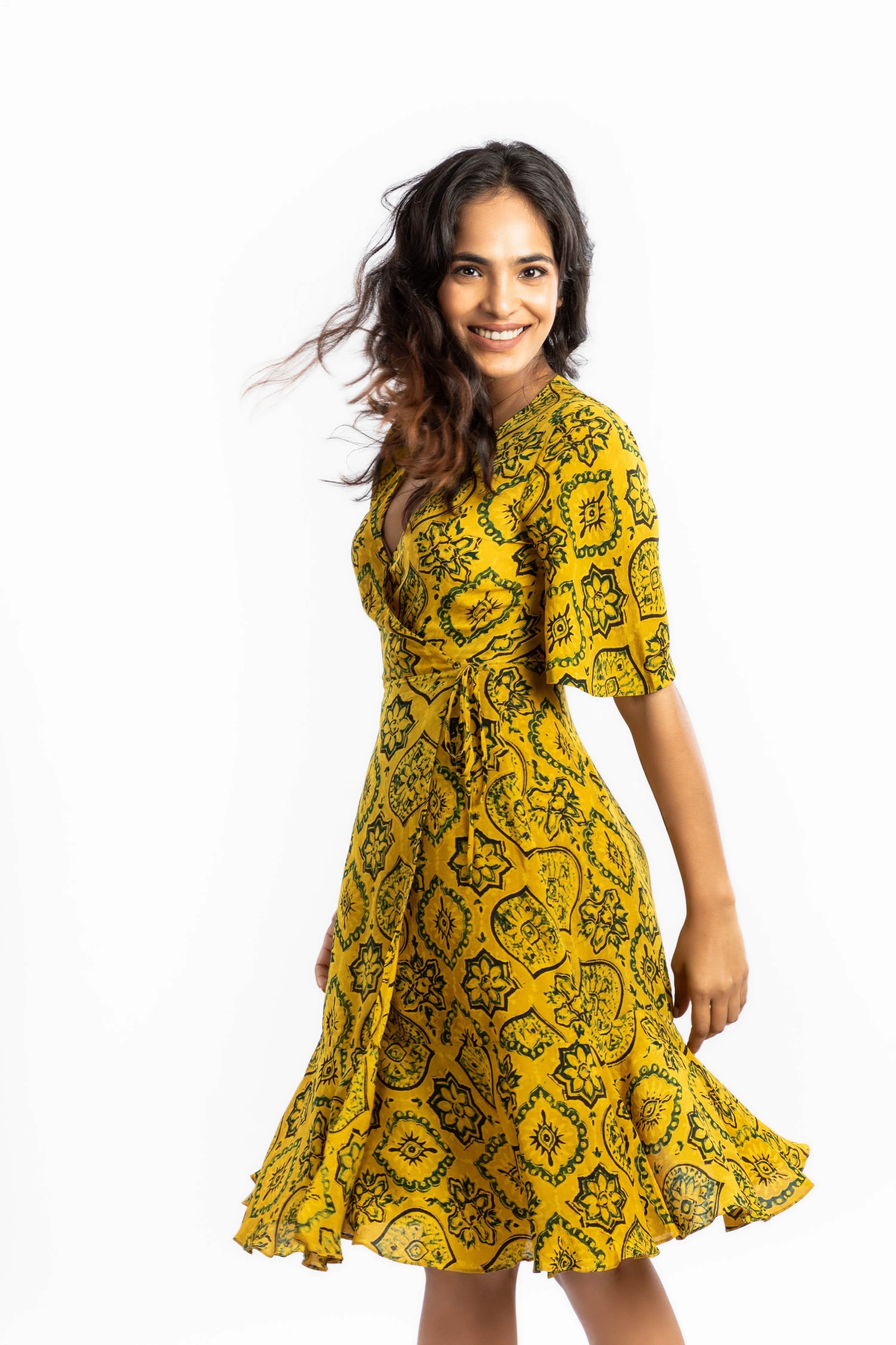 Yellow Wrap Dress